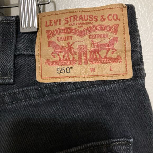 Levis Jeans 550 Mens 40x36 Relaxed Fit Jeans Black Denim Dark Wash Straight Leg - Picture 3 of 12